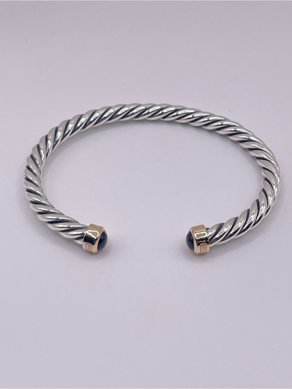 David Yurman Cable Cuff Bracelet with 18K Yellow Gold and Black Onyx, 6mm - Picture 6 of 14